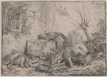 Cour de ferme, vers 1845