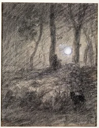 Troupeau de moutons au clair de lune