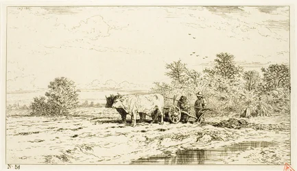 Paysage avec ouvriers agricoles