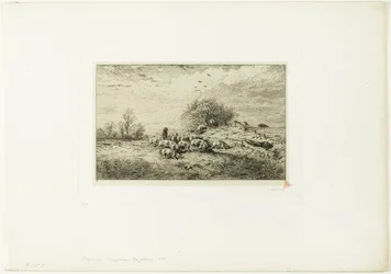Paysage avec troupeau de cochons