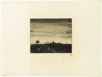 Paysage avec moulins à vent