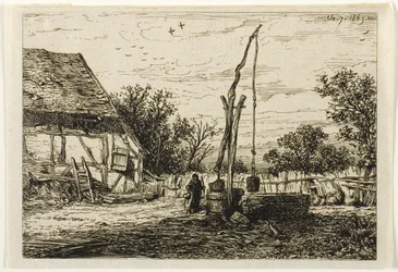 Puits dans une cour de ferme