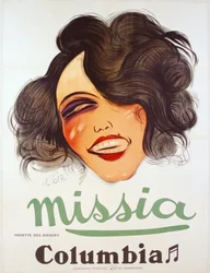 Affiche de Columbia Records annonçant la chanteuse française Missia, c.1935