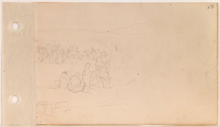Rassemblement de la bande de Pahtanka (Grande Tête) sur le rivage (moitié droite)