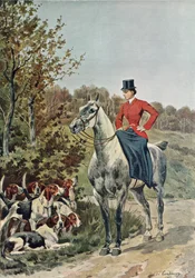 Cavalière avec des chiens, de 