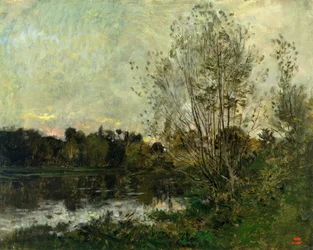 Un lac dans les bois au crépuscule, vers 1865