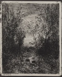 Un ruisseau dans une clairière, impression originale 1862, imprimée en 1921