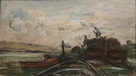 Barges sur une rivière, c.1865