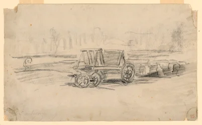 Dessin, chariot de ferme, vers 1850