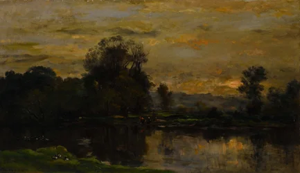 Paysage avec des canards