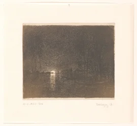 Vue nocturne sur un lac (effet de nuit)