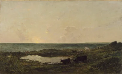 Coucher de soleil sur la côte à Villerville