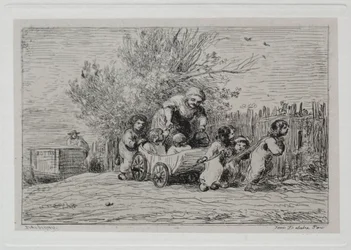 Le voyage en bateau : Héritage de la charrette Les enfants avec la charrette, 1861