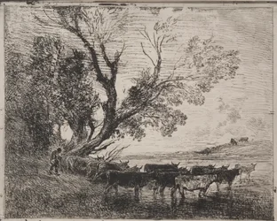 Le gué, impression originale 1862, imprimée en 1921