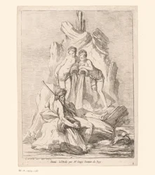 Fontaine avec deux nymphes et un dieu de la rivière