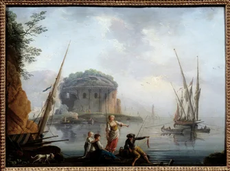 Marine. Peinture par Charles François Grenier de la Croix dit Lacroix de Marseille