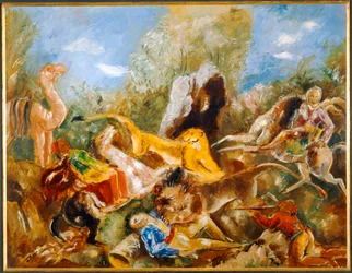La chasse au lion - The lion-hunt … (oil on paper)