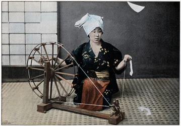 Roue à filer, vers 1890