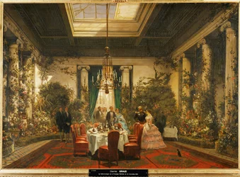 La salle à manger de la princesse Mathilde, fille du roi Jérôme, frère de Napoléon Ier ... (huile sur toile)