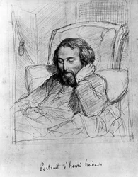 Heinrich Heine (1797-1856), écrivain allemand. Dessin de Charles Gleyre