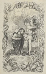 Illustration de La Tempête : Caliban, Ferdinand et Ariel, 1836