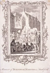 Scène de protestants brûlés à Smithfield, 16ème siècle
