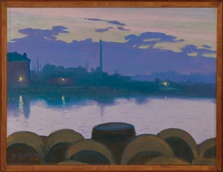 Paysage fluvial (huile sur carton)