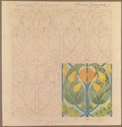 Omar, design pour un double tissu en soie et laine, 1898