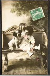 Vieille carte postale/Bonne année/Souhait/Enfant