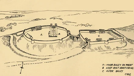 Vue aérienne du château de Hedingham, Essex Reconstruction partielle, 1931