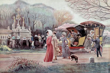 Pèlerinage au calvaire breton - Estampes du début du 20ème siècle par Charles Henri Terre (1864 - 1926). Paris, arts décoratifs