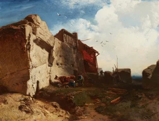 French : Ferme sur une côte rocheuse Farmstead on a Rocky Coastline