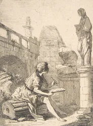 Garçon dessinant des ruines, XVIIIe siècle