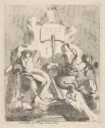 Conception pour une fontaine avec une nymphe assise à gauche et un triton tenant une coquille à sa bouche, 1768
