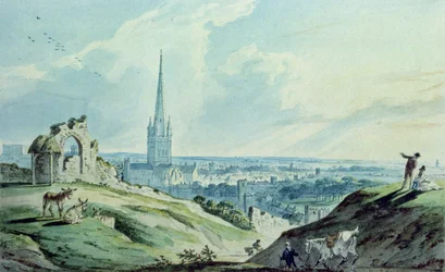 Vue de Norwich, depuis Mouseshold Hill, près des ruines du château de Kett