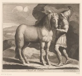 Soldat équipant un cheval (série Animaux)