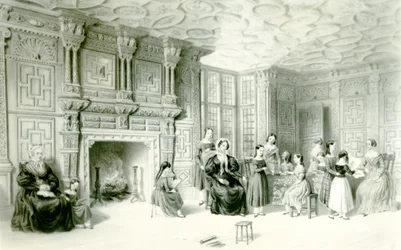 Salle de classe à Campden House, vers 1840
