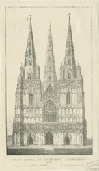 Cathédrale de Lichfield - Façade ouest : gravure