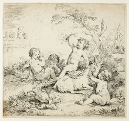 Chérubins avec une chèvre