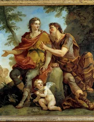 Histoire de Télémaque : « Télémaque écoute les conseils de Mentor ». Peinture de Charles Joseph Natoire (Charles-Joseph Natoire)