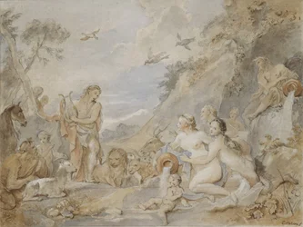 Orphée charmant les nymphes, dryades et animaux, 1757