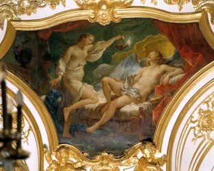 Psyché levant sa lampe pour contempler son époux Éros (ou l