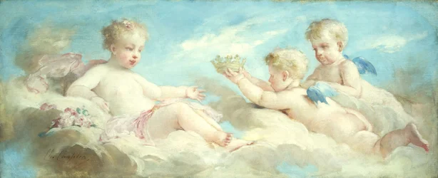 Putti folâtrant dans les nuages