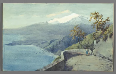 Vue du mont Etna depuis Taormina, Sicile, 1925