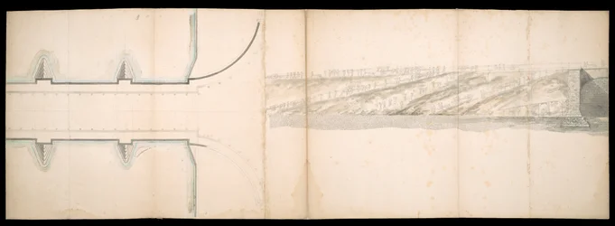 Conceptions du pont projeté sur la Tamise à Londres, BL Maps C.49.e.76