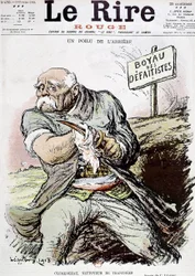 Georges Clemenceau (1841-1929) homme politique français, caricature de Léandre le montrant comme le nettoyeur des tranchées, publiée dans le journal "Le Rire" le 16 février 1918