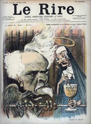 Henri Rochefort et son saint patron la bonne sainte Pélagie (Prison de la Sainte-Pélagie) - caricature de Charles Léandre (1862-1934) dans 