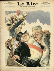Illustration de Charles Léandre (1862-1934) pour la couverture de Le Rire, 20/08/10 - Fallières chez la Comtesse - Italie, Président de la République, Chapeau, Identifier, Venise - Fallières Armand (1841-1931)