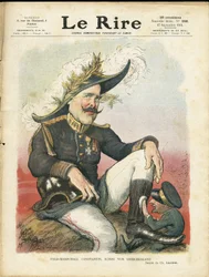 Illustration de Charles Leandre (1862-1934) pour la couverture de Le Rire, 27/09/13 - Field-Marschall Constantine - Allemagne Prusse, Casque à pointe, Armée, Grèce - Ferdinand de Bulgarie (1816-1948), Konstantin Constantin 1er (1868-1923) - Cireur de chaus