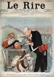 Le Président à Nice - Le président français Félix Faure a rencontré la reine Victoria à Nice - Caricature de Charles Léandre (1862-1934) dans « Le Rire » du 23 avril 1898